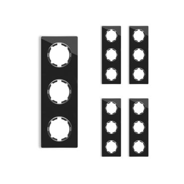 5х Garda Glas- Abdeckrahmen Set: Abdeckrahmen 3fach, senkrecht - schwarz