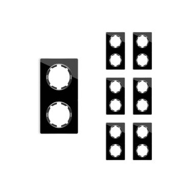7х Garda Glas- Abdeckrahmen Set: Abdeckrahmen 2fach, senkrecht - schwarz
