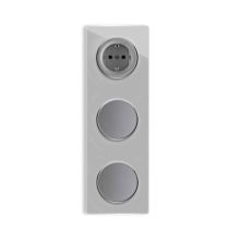 Schuko-Steckdose + 2x Lichtschalter einfach + Glas-Abdeckrahmen 3fach senktrecht - grau
