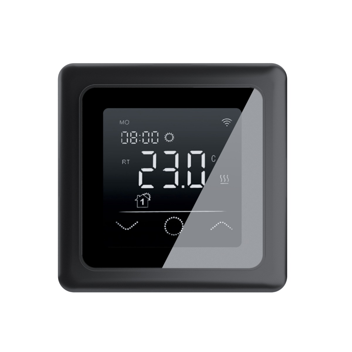 WARMON Design Touchscreen Temperaturregler, Smart Thermostat MCS 750 WIFI für elektronische Fußbodenheizung Amazon Alexa & Google Home in Schwarz