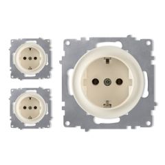 3x Schuko-Steckdosen Set - beige