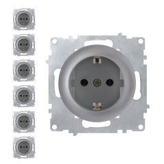 7x Schuko-Steckdosen Set - grau