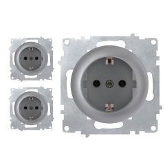 3x Schuko-Steckdosen Set - grau