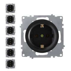 7x Schuko-Steckdosen Set - schwarz
