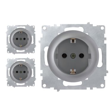 3x Schuko-Steckdosen Set - grau