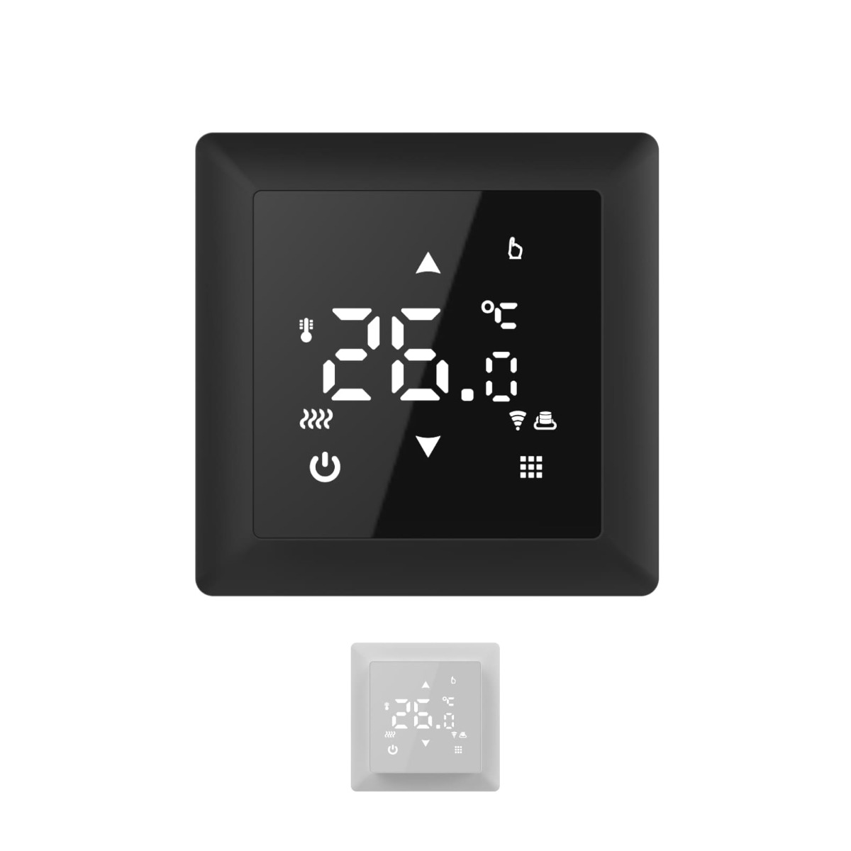 WARMON Design Touchscreen Temperaturregler, Smart Thermostat TS100 WiFi für elektrische Fußbodenheizung Amazon Alexa & Google Home in Schwarz