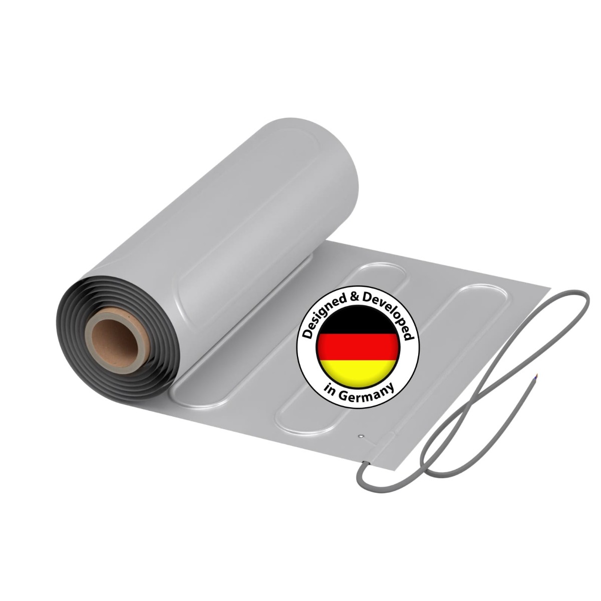 WARMON Fußbodenheizung: Zweiader-Heizmatte WARMON ALU 150 W/m² für Parkett, Laminat, leichte Montage, Festwiderstandsheizkabel mit Trägergewebe - 2 m²